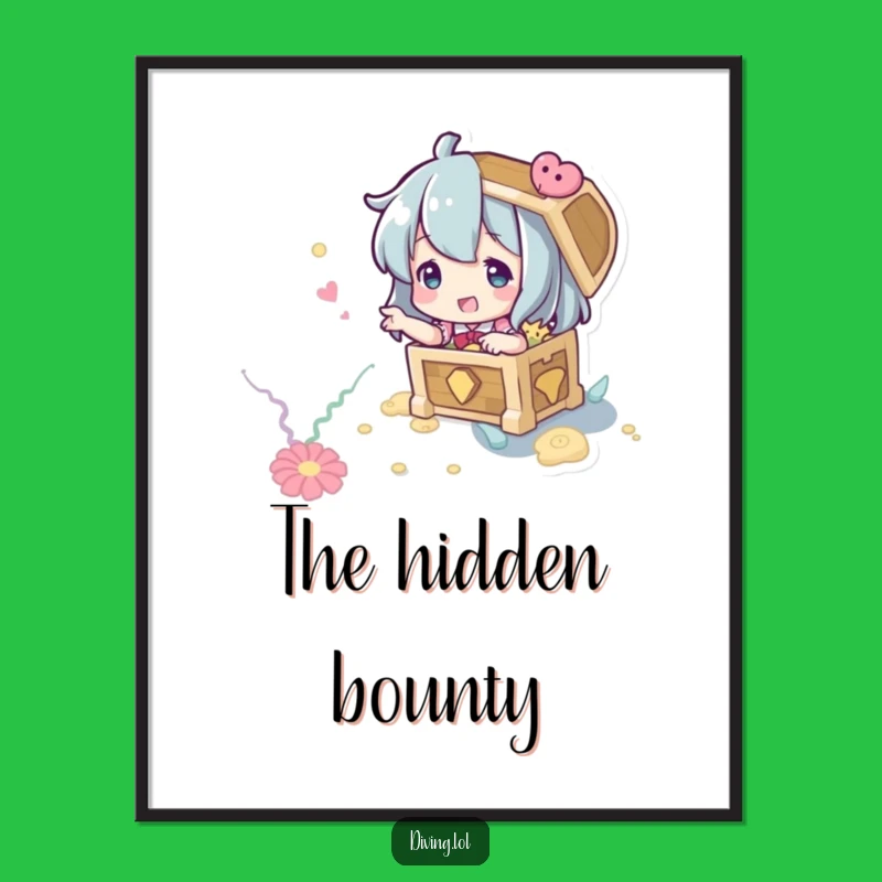 Funny Treasure Hunter Digital Art: Hilarious Underwater Print for Adventurers