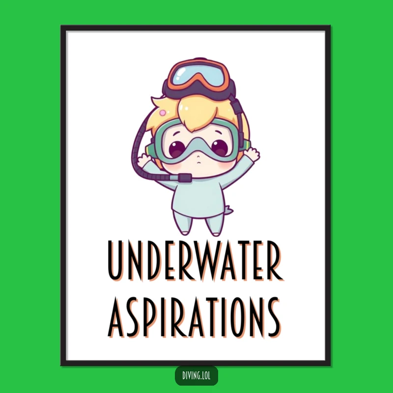 Funny Dive Mask Digital Art - Clumsy Delight Character Wall Decor Gift