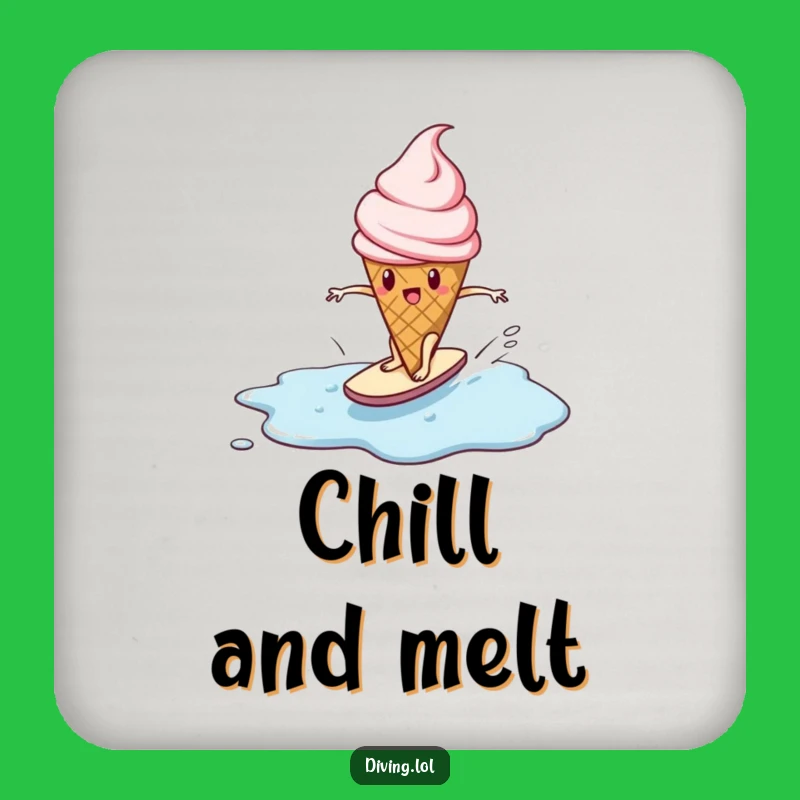 Funny Ice Cream Surfing Coaster: Protect Surfaces with Determined Sweet Art