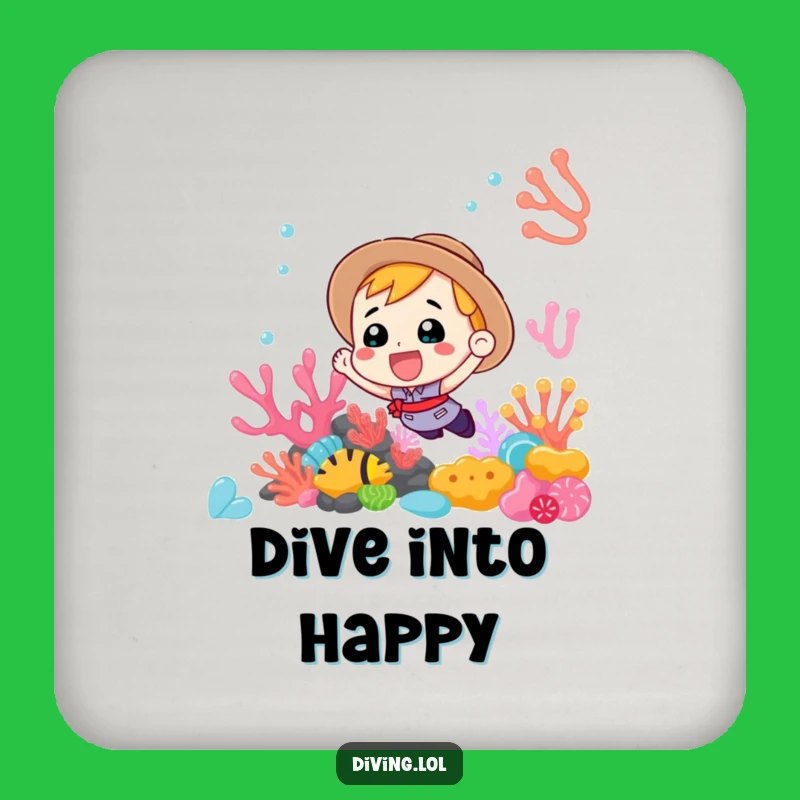 Funny Coral Reef Drink Coaster: Enthusiastic Diver's Ocean Protection, Perfect Funny Gift Set