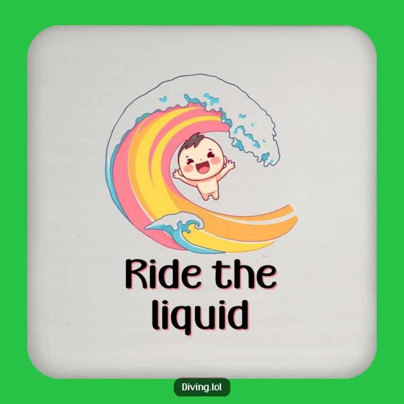 Funny Dive Coaster: Cheerful Character's Wave, Protect Surfaces, Perfect Funny Gift