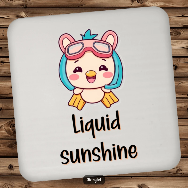 Funny Kawaii Flippers Coasters featuring a grinning snorkeler character, protecting tabletops with underwater charm.