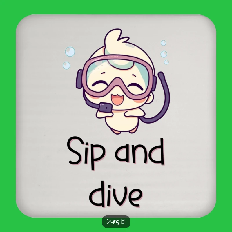 Funny Kawaii Scuba Coaster: Giggling Character's Underwater Drink Gift