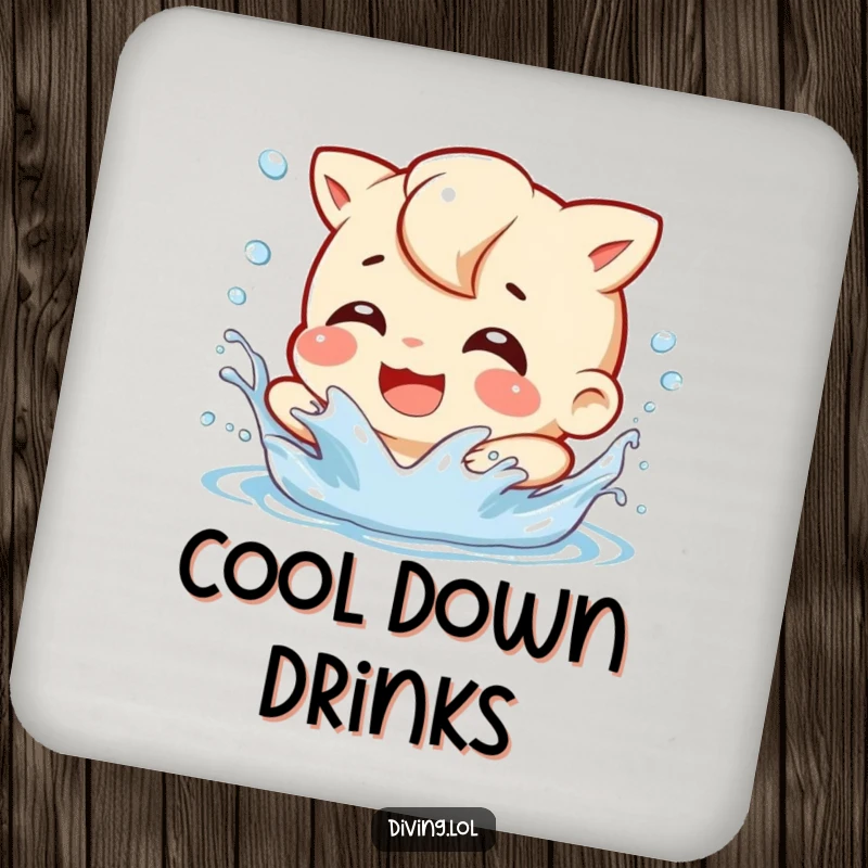 Funny Splash Character Coaster: A character gleefully splashing water with a grin, adding a fun and refreshing touch to tables.