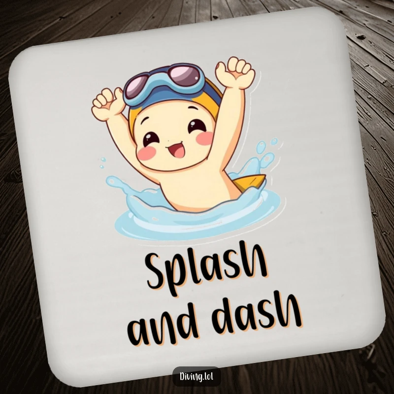 Funny Drink Coasters: Joyful character playfully splashing water with flippers held high, offering humorous tabletop protection with a cheerful design.