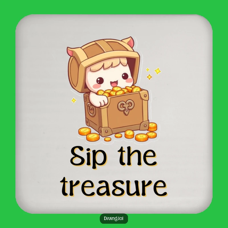 Funny Treasure Coaster: Cute Character With Coins - Hilarious Tabletop Protection Gift