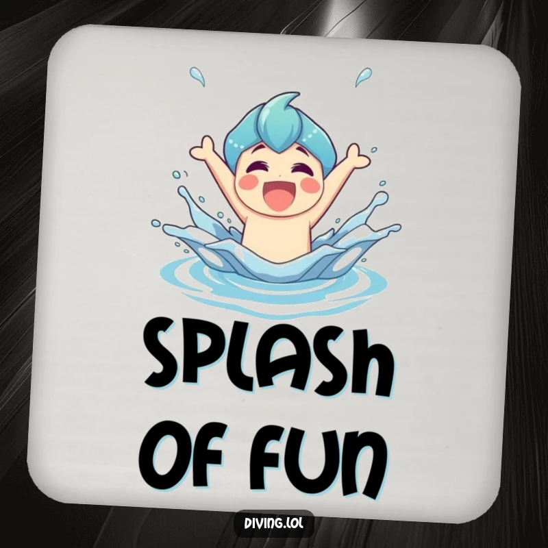 Funny Drink Coaster featuring a joyful character making a triumphant splash, adding a touch of victory to tables.