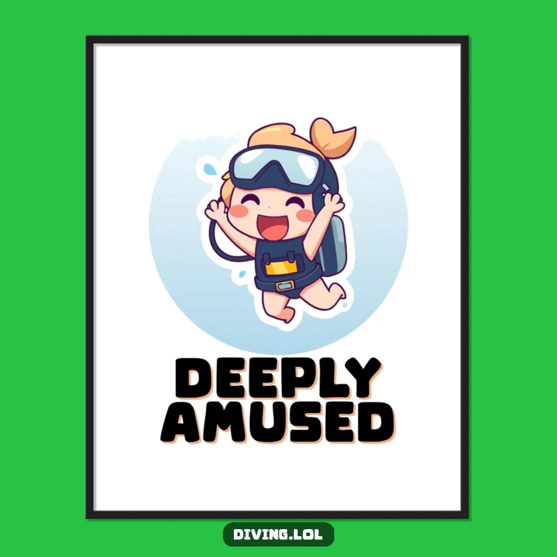 Funny Dangling Scuba Poster: Hilarious Dive Art, Quirky Funny Gift Decor