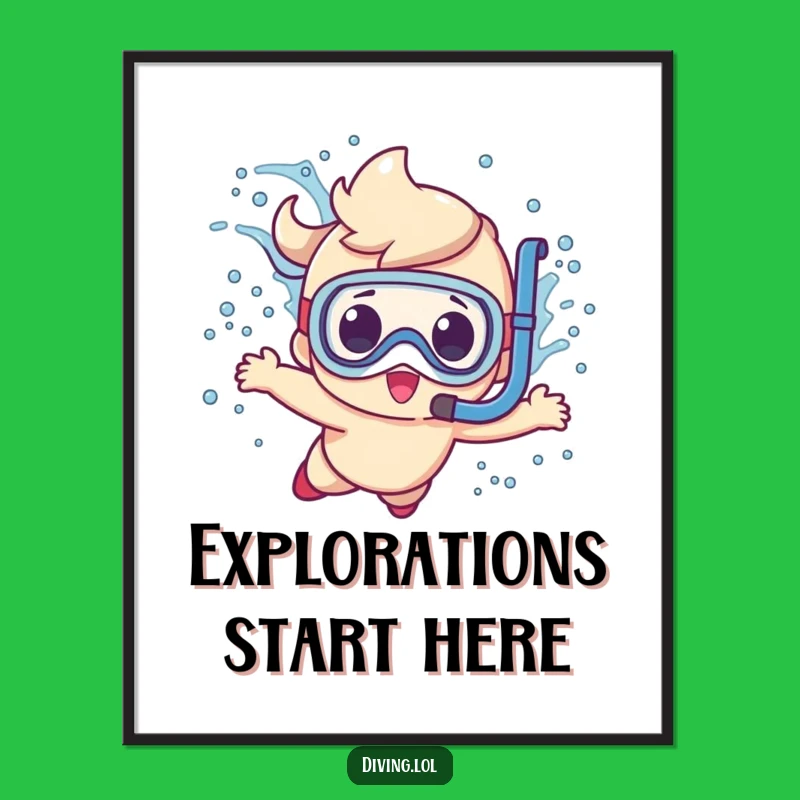 Funny Diving Character Poster: Bring the Ocean Joy to Your Walls