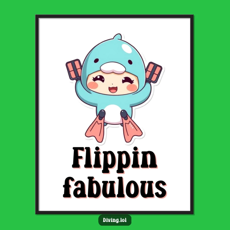 Funny Pool Party Poster - Goofy Swimmer Character, Humorous Wall Art Gift