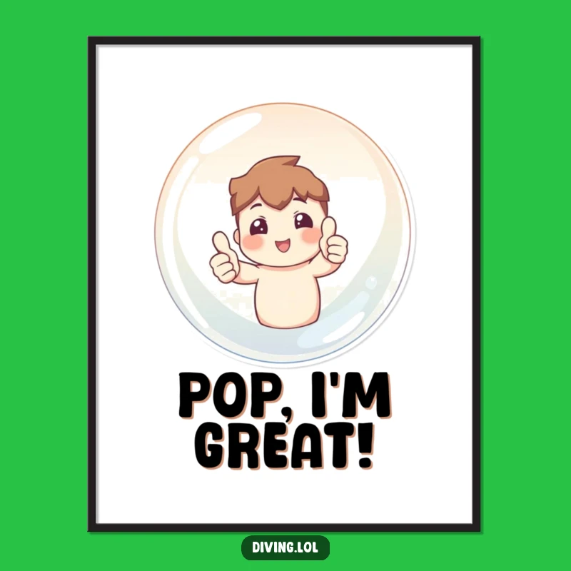 Funny Bubble Art Poster - Two Thumbs Up Character, Uplifting Wall Decor Gift