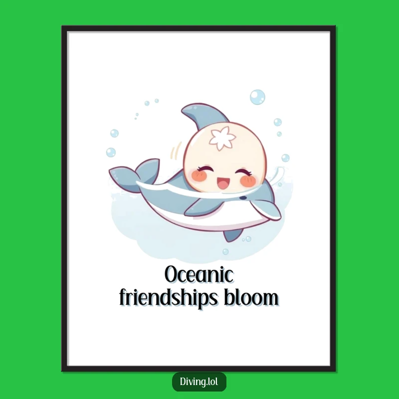 Funny Creature & Dolphin Poster: Decorate with Underwater Joy