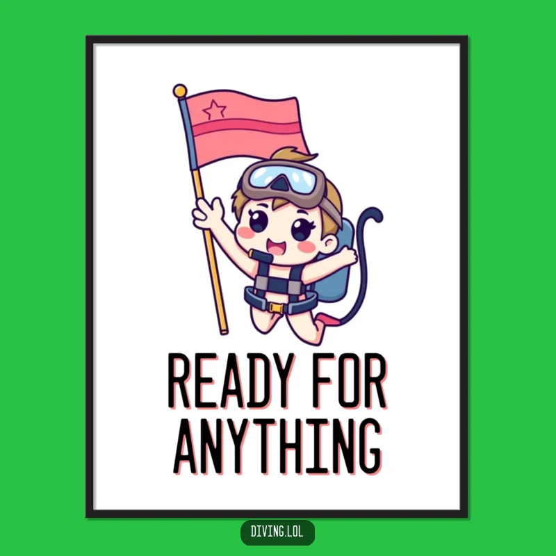 Funny Dive Flag Character Poster: Underwater Greetings for Your Walls