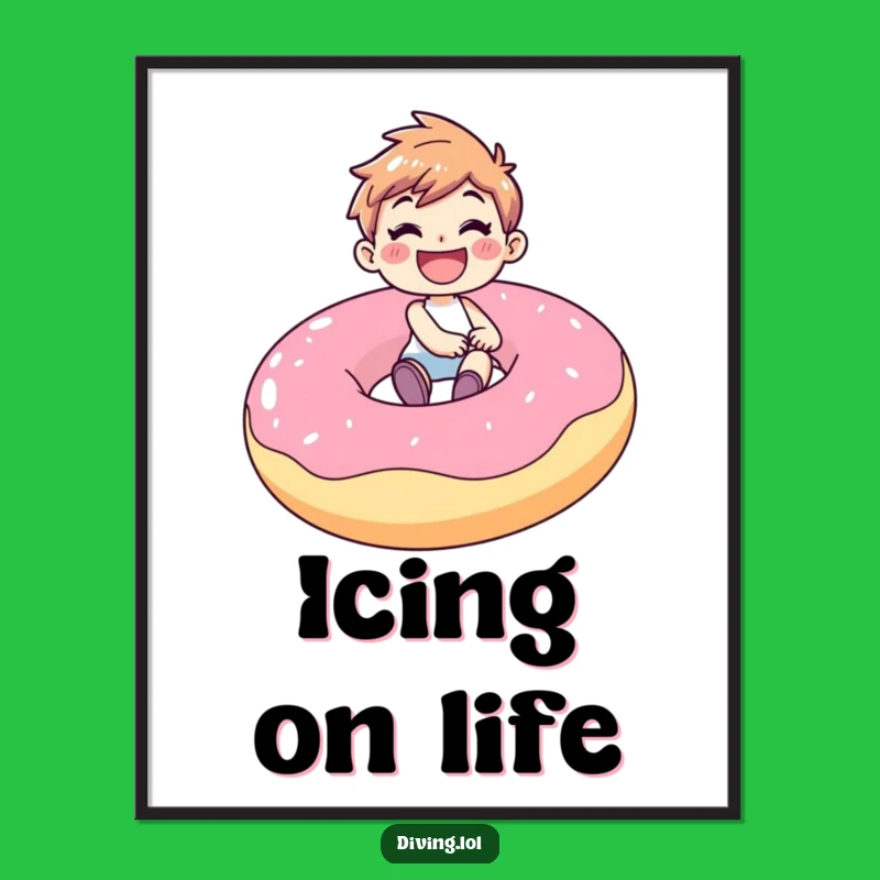 Funny Donut Rider Poster: Joyful Character Grinning, Wall Art Gift