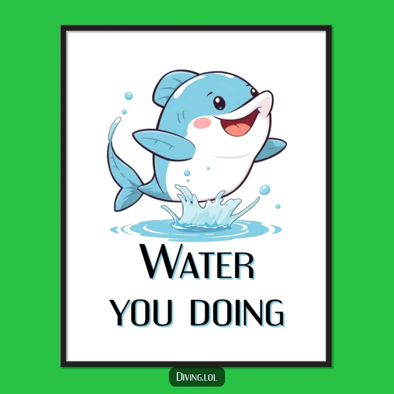Funny Fins Poster: Dynamic Aquatic Art, Hilarious Kicking Character, A Fun Funny Gift!
