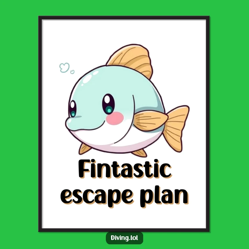 Funny Fish Dodge Poster - Playful Character Art, Stunning Funny Gift