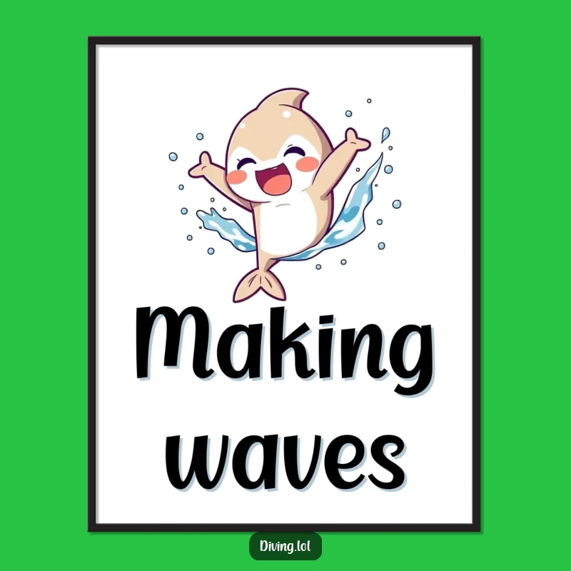 Funny Kicking Fins Poster: Joyful Splash Art, Vibrant Funny Decor Gift