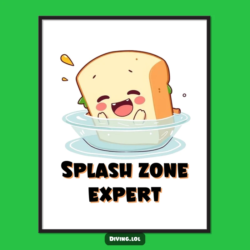 Funny Sandwich Belly Flop Poster: Comical Water Art for Humorous Decor