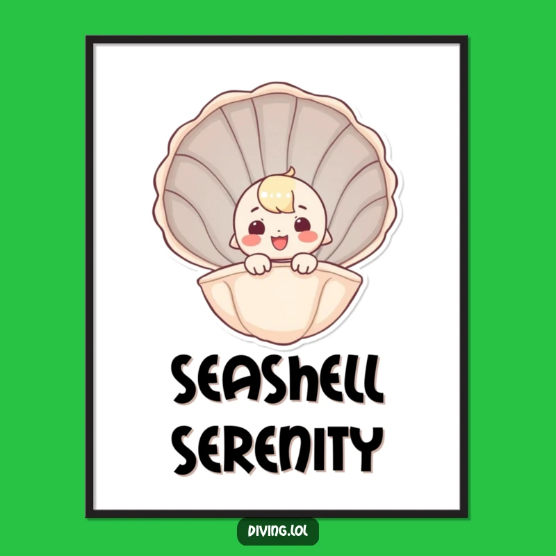Funny Seashell Peeker Poster - Whimsical Wall Art for Joy