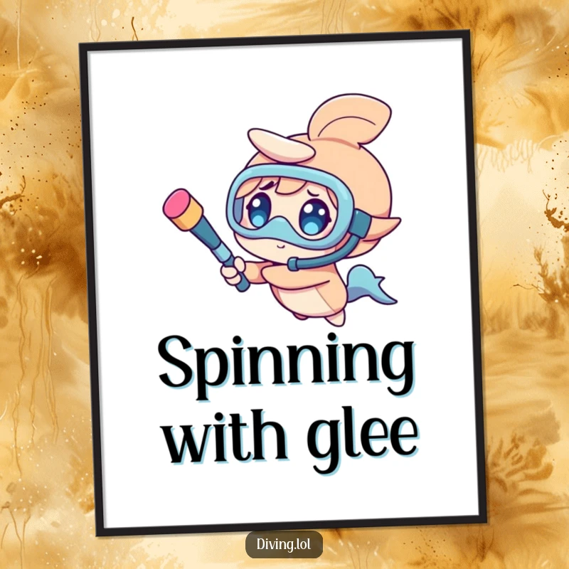 Funny poster of a character spinning a snorkel like a baton with a look of absolute, delightful fun.