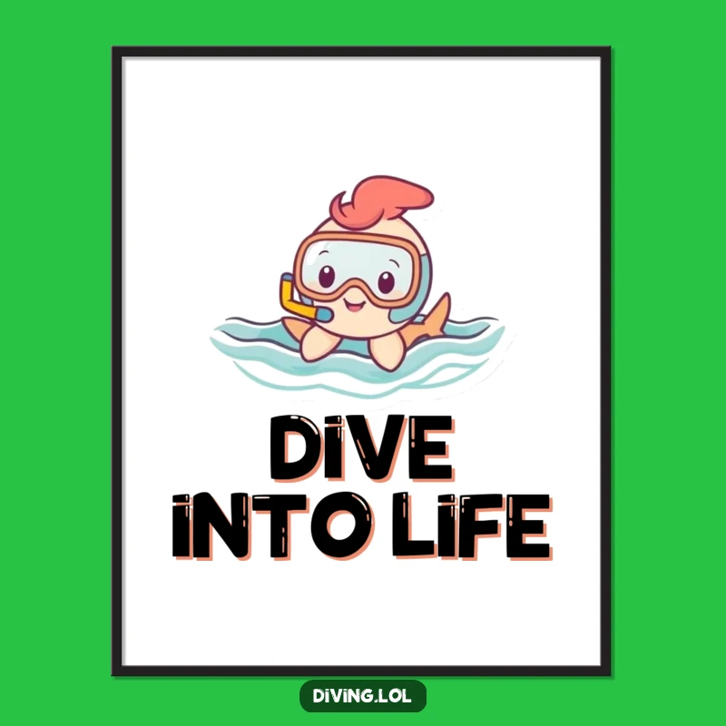 Funny Snorkel Character Poster: Happy Swimmer's Wavy Art Funny Gift