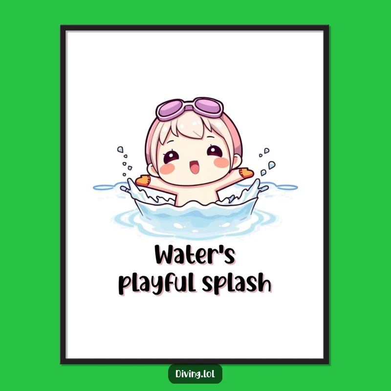Funny Summer Art Poster: Character Splashing with Flippers!