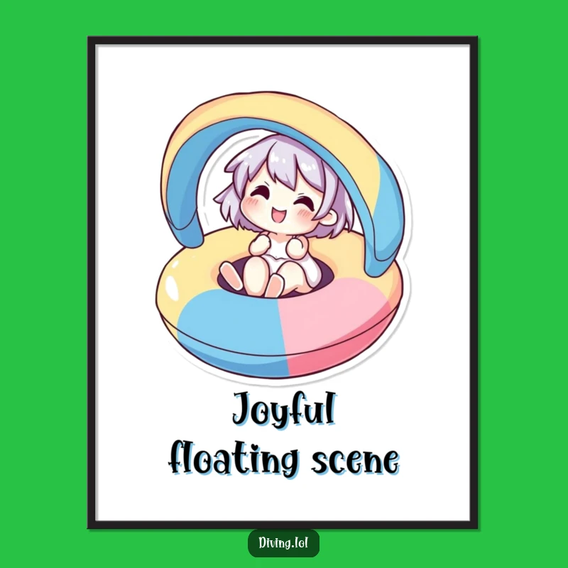 Funny Summer Art Poster: Joyful Character on Inflatable!