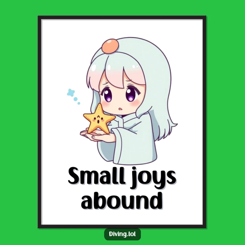 Funny Surprised Starfish Poster: Charming Beach Art for Ocean Enthusiasts