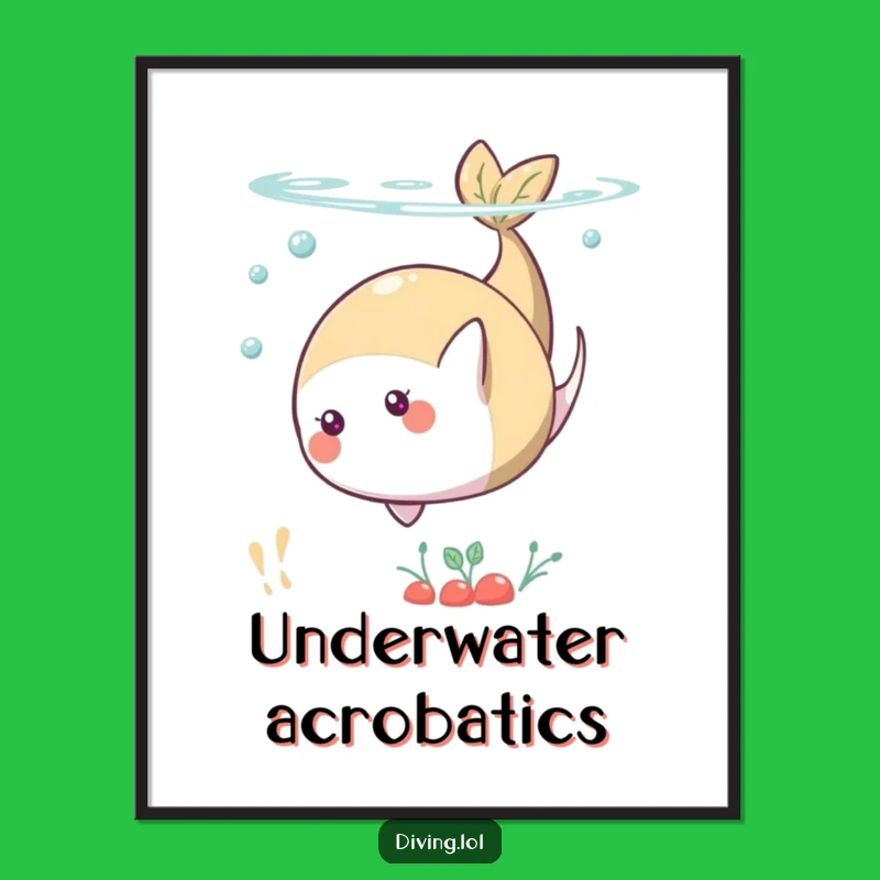 Funny Underwater Somersault Poster: Playful Art for Whimsical Wall Decor