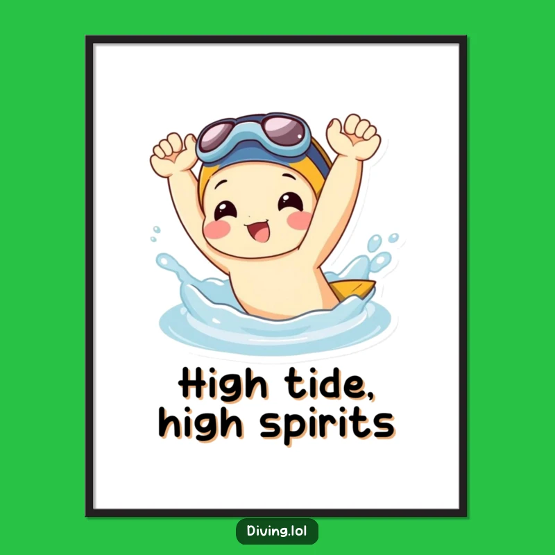 Funny Splash Poster: Joyful Character Flipping Fun - Hilarious Wall Art for Beach Lovers
