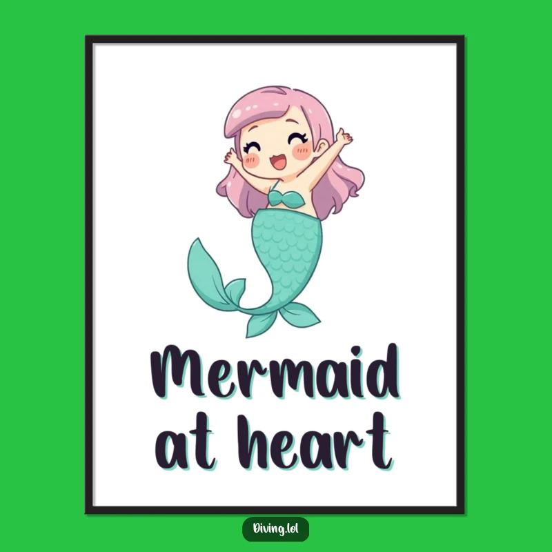 Funny Mermaid Fantasy Poster: Playful Character's Joyful Kicking Legs, Charming Funny Gift
