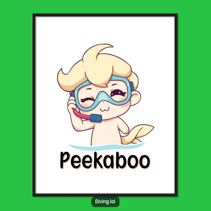 Funny Winking Snorkeler Poster: Underwater Charm Art, Quirky Funny Gift Decor