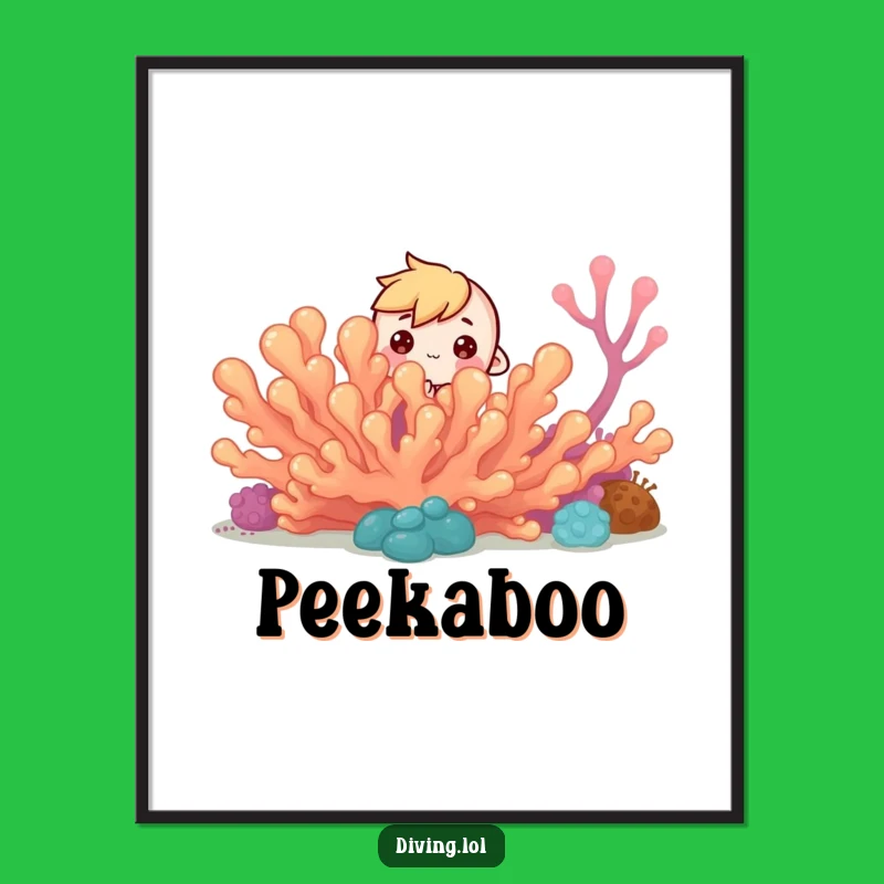 Funny Curious Reef Poster: Underwater Wonder Art, Adorable Hilarious Gift