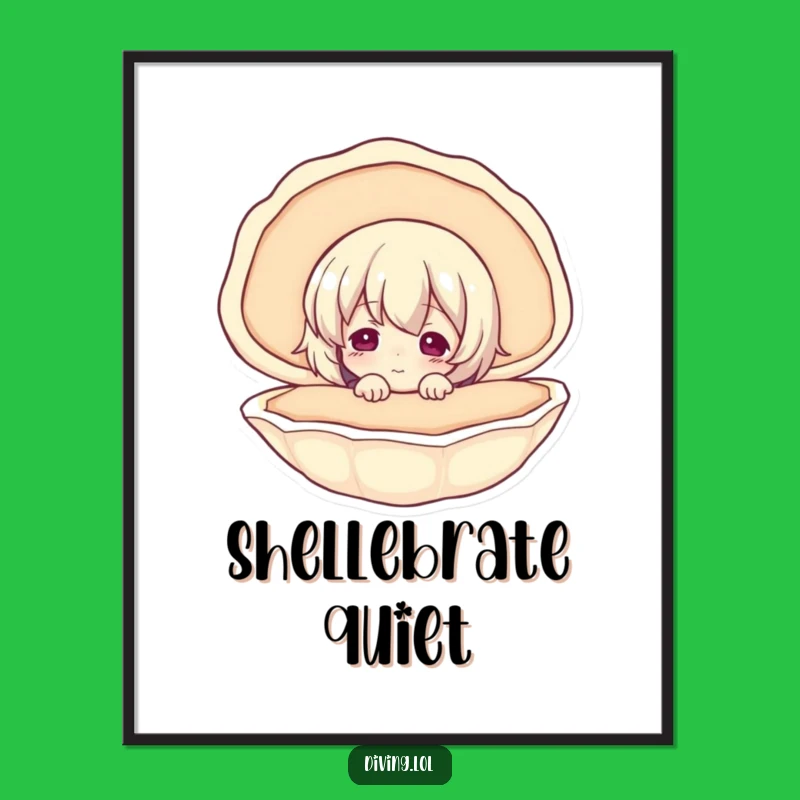 Funny Seashell Discovery Poster - Curious Character Art, Amazing Funny Gift