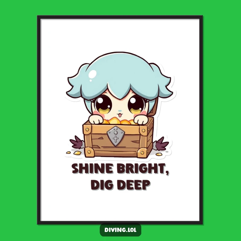 Funny Treasure Chest Art: Shiny Eyes Discovery, Humorous Wall Decor Gift