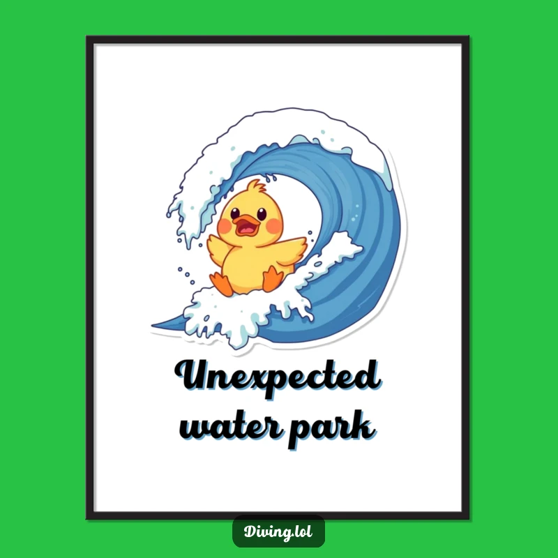 Funny Duck Wave Poster: Whimsical Beach Art, Perfect Funny Gift