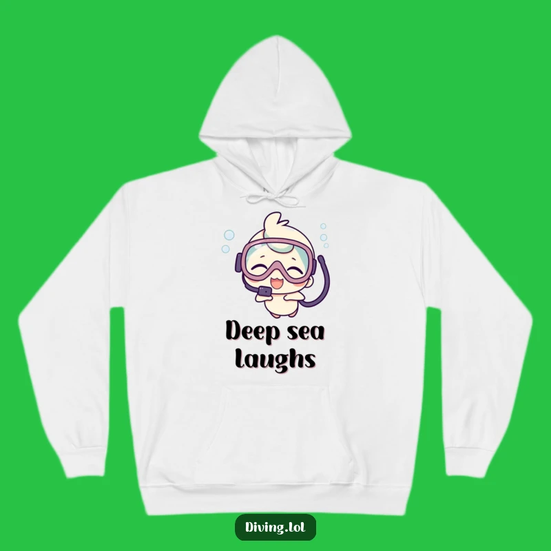 Funny Kawaii Scuba Hoodie: Cozy Giggling Character's Underwater Warmth Gift