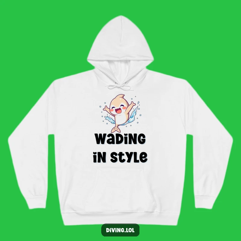 Funny Kicking Fins Hoodie: Cozy Splash Character, Warm Winter Funny Gift