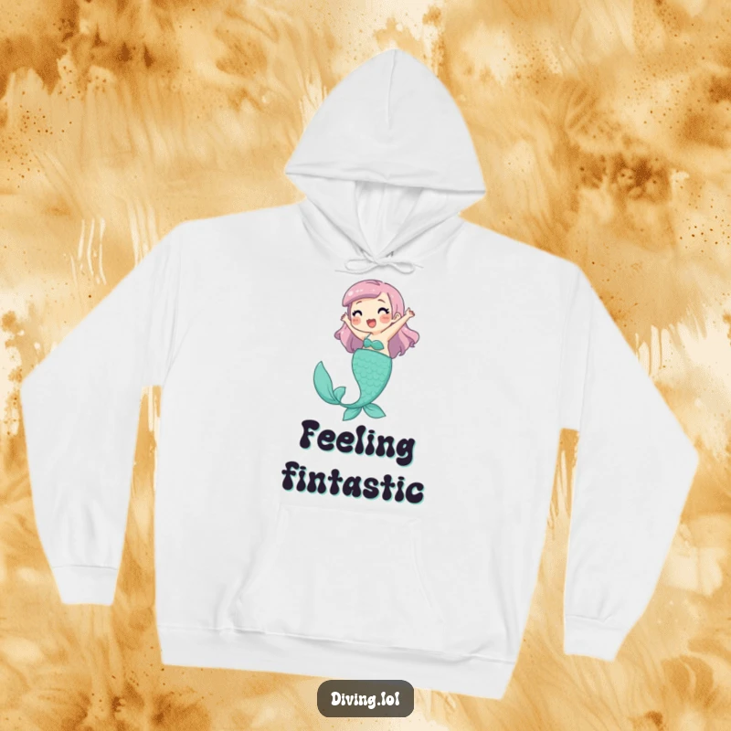 Funny Hoodie featuring a playful character joyfully kicking legs, embodying a mermaid's carefree spirit in a fun design.