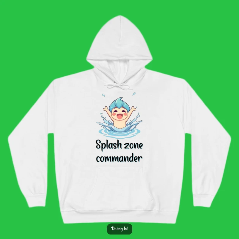 Funny Splash Champion Hoodie: Joyful Character's Triumphant Dive, Cozy Funny Gift