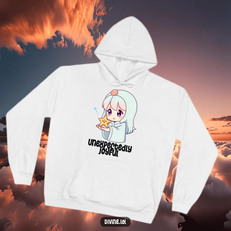 Funny Surprised Starfish Hoodie: A character looking surprised at a tiny, happy starfish on their hand.
