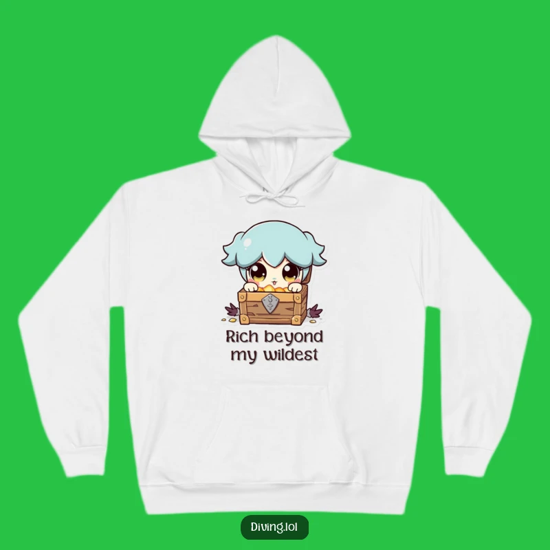 Cozy Funny Treasure Chest Hoodie: Wide Eyes Discovery, Warm Humorous Gift