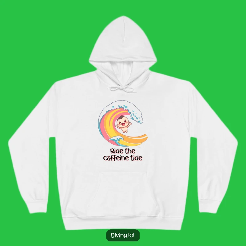 Funny Dive Hoodie: Cheerful Character's Wave Adventure, Cozy Funny Gift