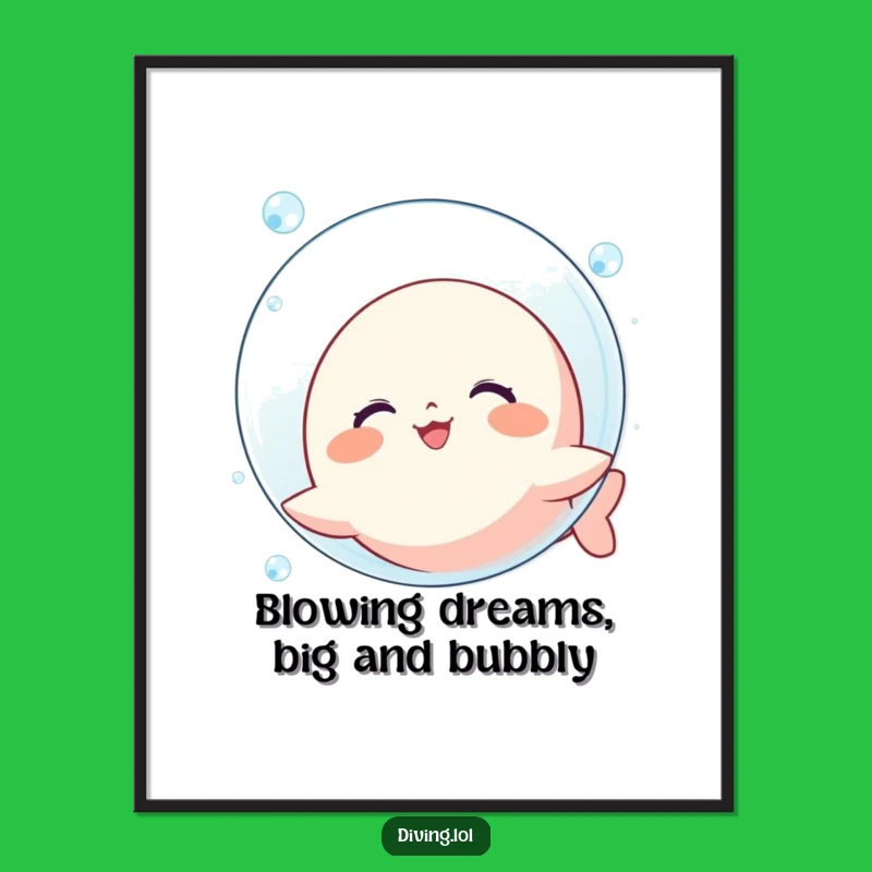 Free Printable Wall Art: Kawaii Bubble Character Underwater Art Download Decor