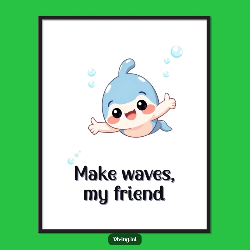 Free Printable Wall Art: Adorable Underwater Thumbs Up, Funny Joyful Art Downloadable Gift