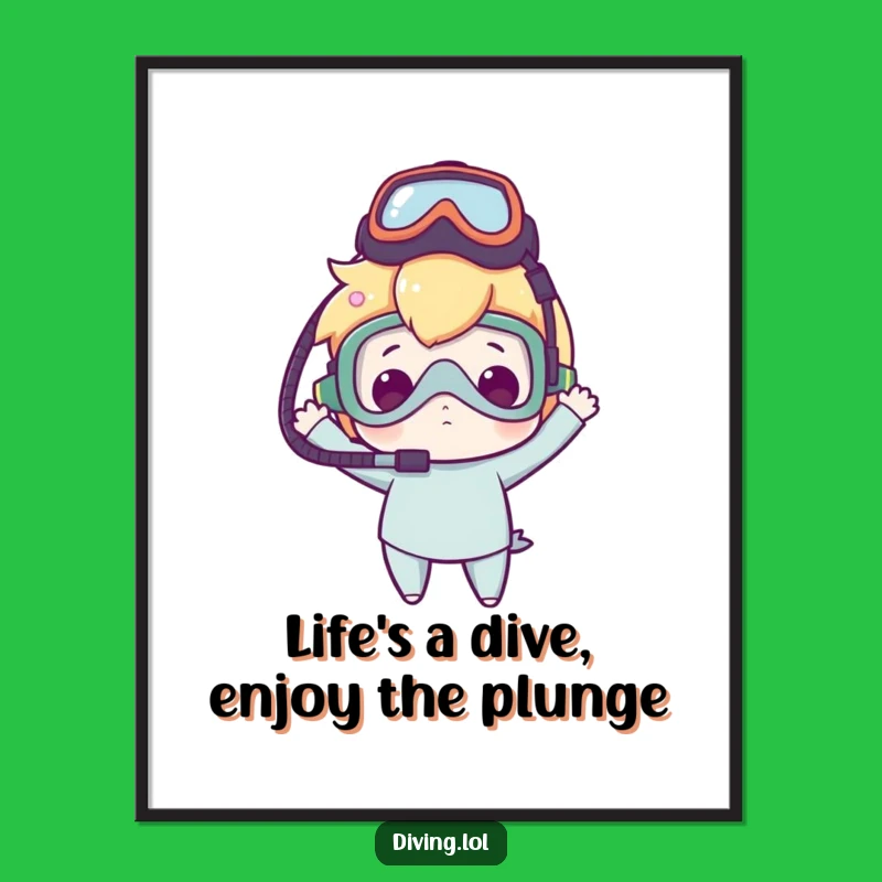 Free Printable Wall Art: Clumsy Diver Character, Funny Downloadable Art Decor