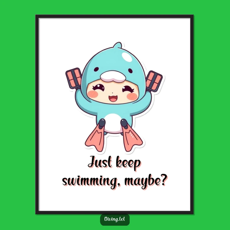 Free Printable Wall Art: Flipping Fun Swimmer, Humorous Downloadable Decor