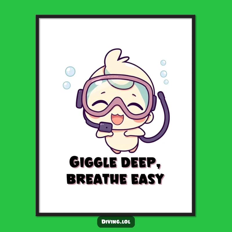 Free Printable Wall Art: Giggling Scuba Kawaii Funny Downloadable Art Decor