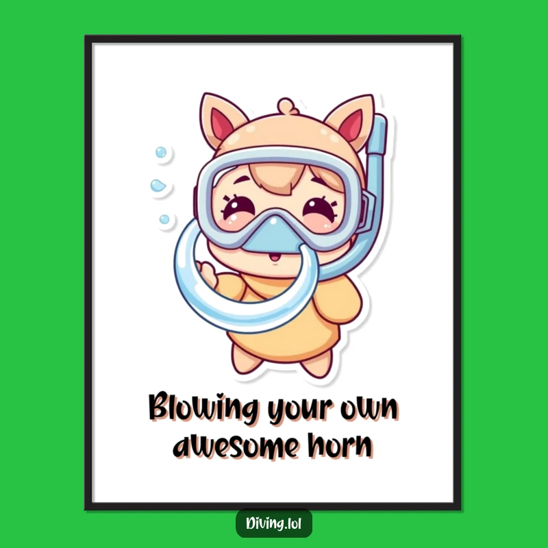 Free Printable Wall Art: Snorkel Character Blowing Bubbles for Aquatic-Themed Decor