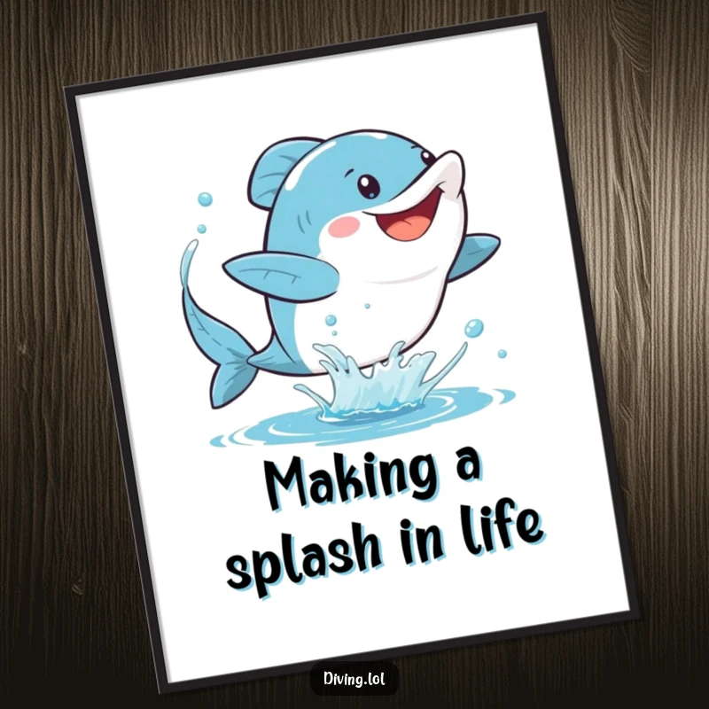Funny Free Printable Wall Art: A character gleefully kicking their fins, sending a joyful spray of water.